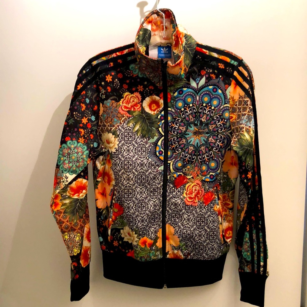 Rare floral Adidas jacket- full zip- size S- like new- excellent condition